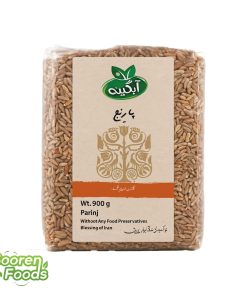 پارنج ارگانیک آبگینه ۹۰۰ گرمی در بسته‌بندی شفاف روی پس‌زمینه سفید، غلات کامل بدون افزودنی – soorenfoods