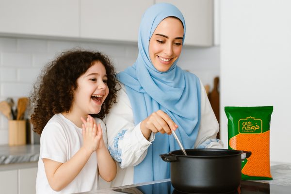 دال عدس شاه خوشه 800 گرمی با بسته‌بندی سبز و نارنجی